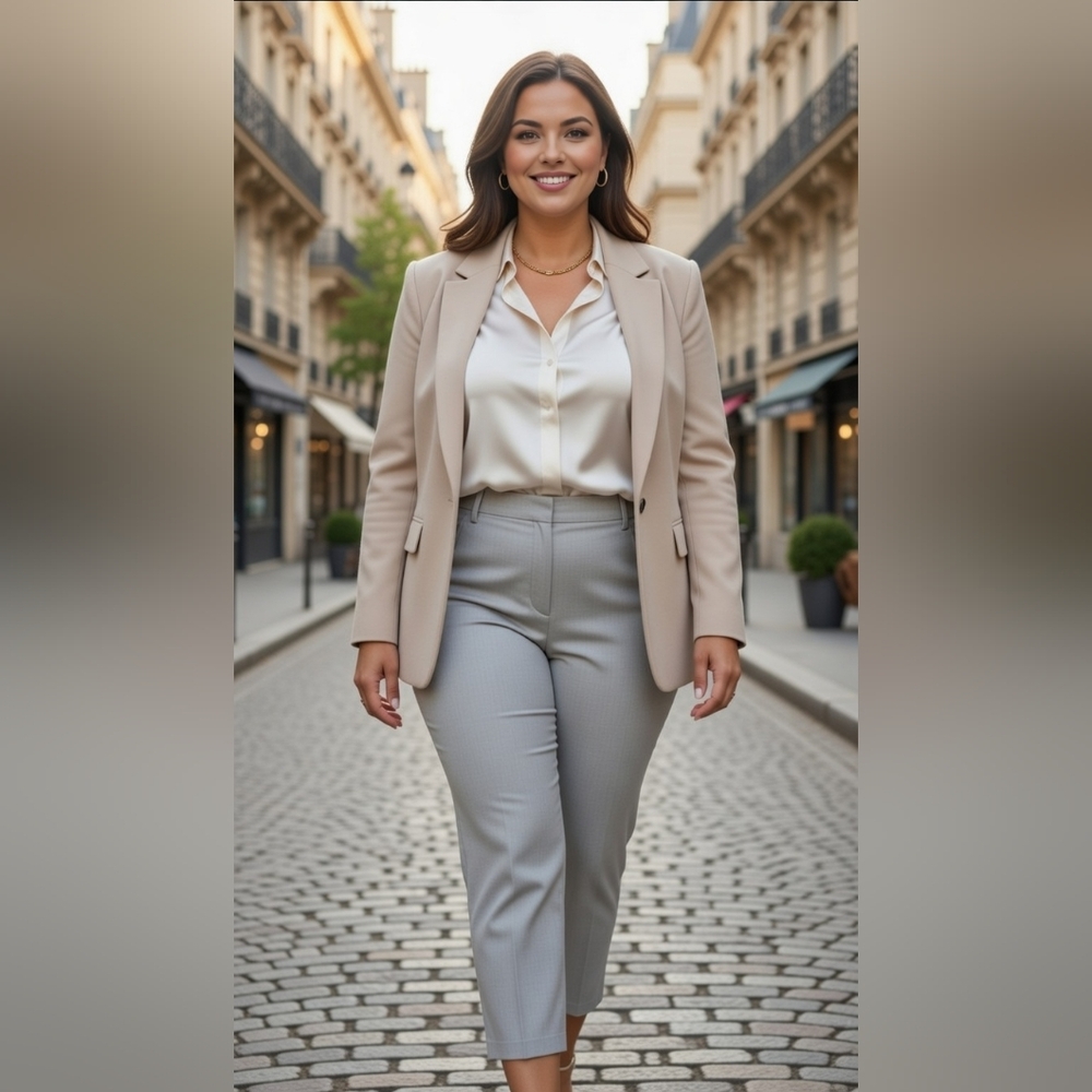 NWT High-Rise Capri Pants Grey Colour Business Casual Cruise Vacation